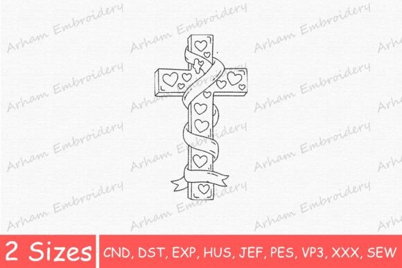 Christian Heart Cross: A Faithful Embroidery Design