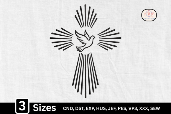 Elegant Christian Radiant Cross Embroidery