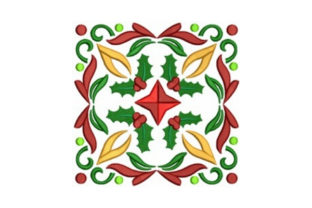 Holly Quilt Block: A Festive Embroidery Delight