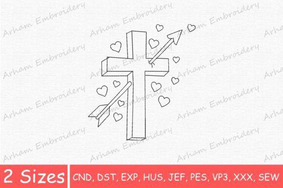 Religious Cross Arrow and Hearts: A Touch of Faith
