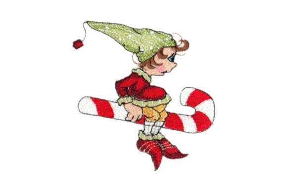 Sassy Candy Cane Elf: A Festive Embroidery Delight