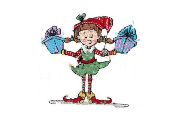 Sassy Polly Elf: A Festive Embroidery Design